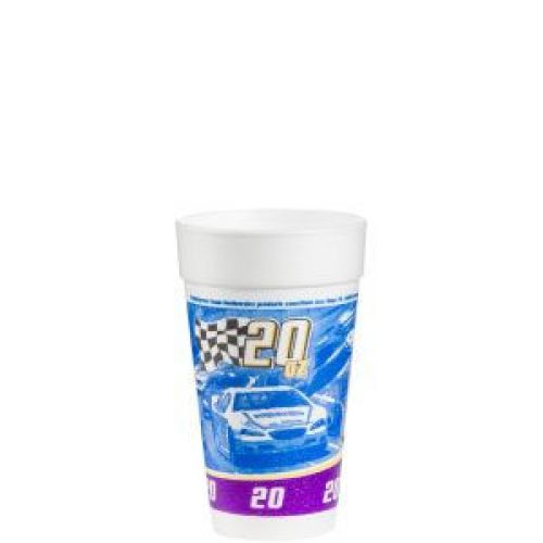 RPM Foam Cup 20 oz White With Racing Print