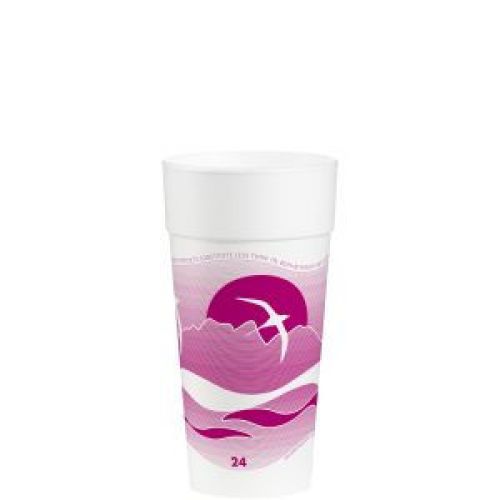 Horizon Foam Cup 24 oz White With Mauve Print