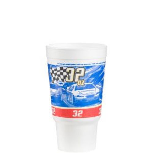 RPM Foam Cup 32 oz White With Racing Print