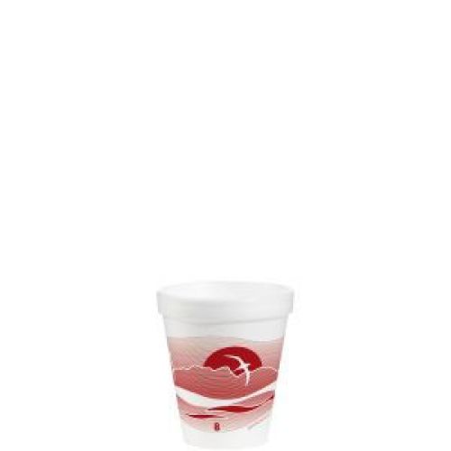 Horizon Foam Cup 8 oz White With Dark Red print