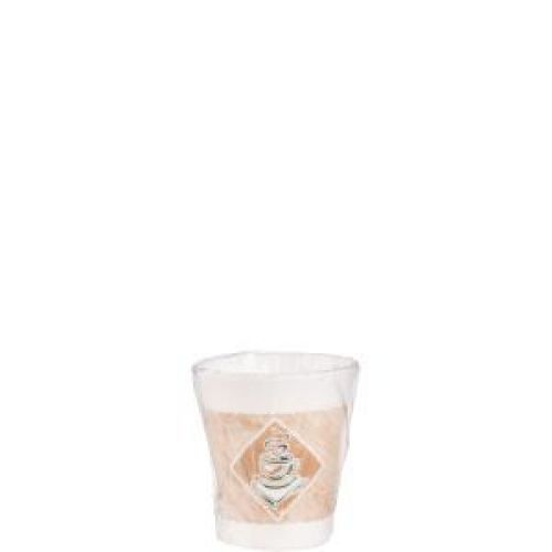 Wrapped Cafe G Foam Cup 8 oz White wrapped With Cafe G design