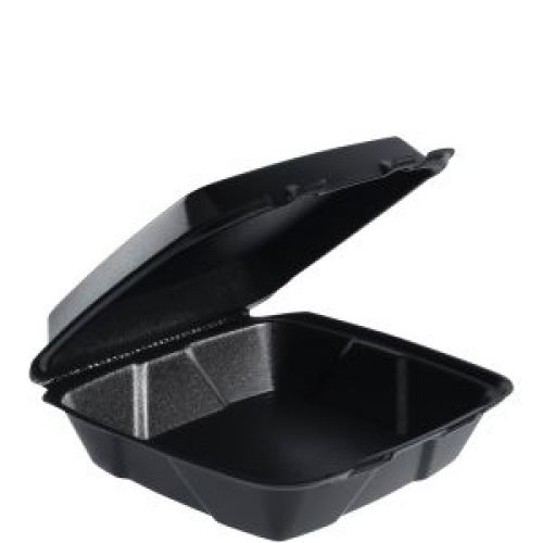 Foam Perforated Hinge Container Black Large 9.4'' x 9'' x 3''