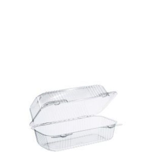High Dome Hinged Container Oblong Clear 8 1/2'' x 4 1/2'' x 3 5/8''