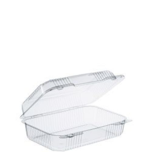 High Dome Hinged Container Oblong Clear 9 3/8'' x 6 3/4'' x 3 1/8''