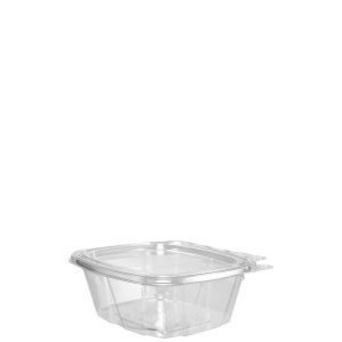 Hinged container With flat lid Tamper-Resistant Evident 16 oz Clear