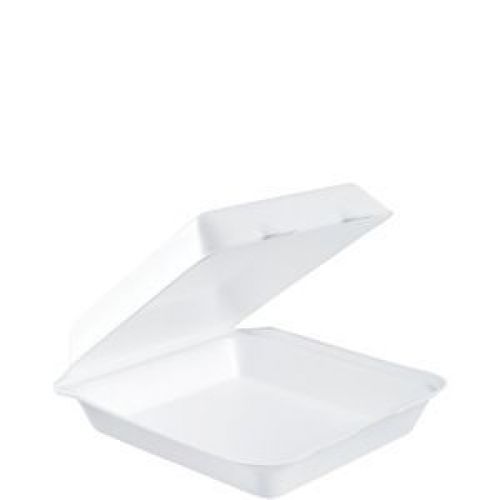 Foam Hinged Embossed Shallow Medium 1 Compartment White