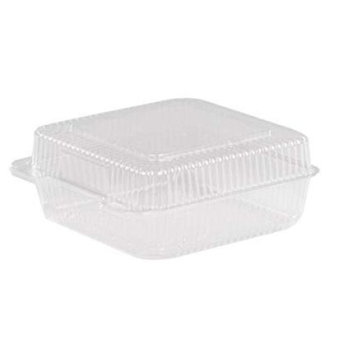 Detroit Forming 6-7/8"x5-7/8"x3-1/2" Hinged Container Clear OPS Plastic Pack 500