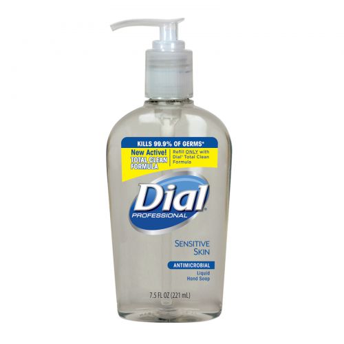 Dial Liquid Sensitive Skin Soap 7.5 oz Decor Pump Bottle Clear Pack 12 / cs