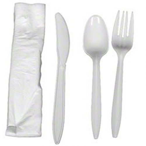 Direct Link Teaspoon Napkin Wrapped Kit White Medium Weight polypro Pack 1000