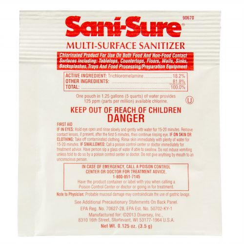 SANI-SURE Multi-Surface Sanitizer Pouch Pack 100 / .125oz