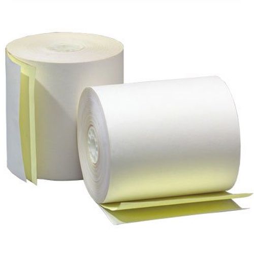 DPI 3" x 95 2 Ply White/Canary Carbonless Register Rolls Pack 50 rolls / case
