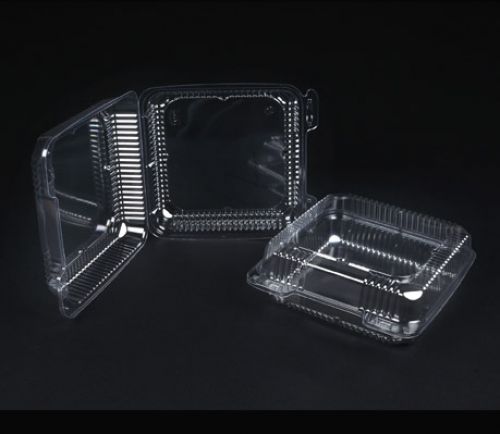 Durable Packaging 9" Clear Hinged Container Medium Square 9 x 8-5/8 x 3 Pack 200