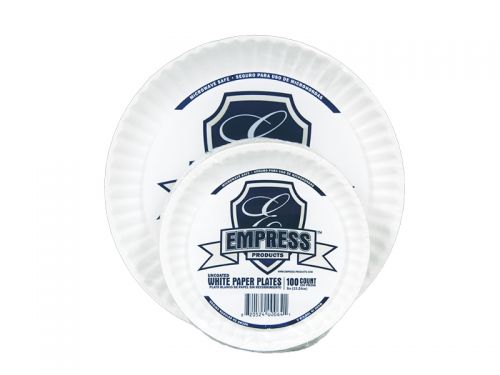 Empress Uncoated Paper Plate 6 White Pack 10 / 100 cs