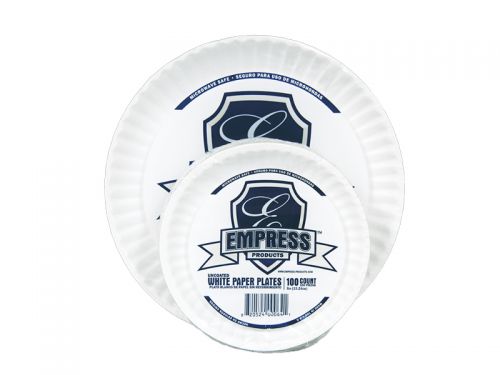 Empress Uncoated Paper Plate 9 White Pack 12 / 100 cs