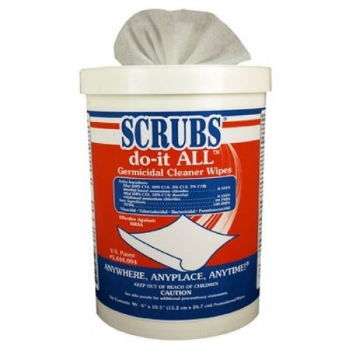 Do-It All Germicidal Cleansing Wipes 6''x10.5'', Pack, White (90 Per Pack, 6 Packs)