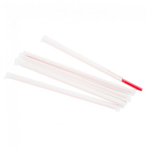 Grandway Plastics 8-1/2" Red Giant Straw Wrapped Pack 20/300