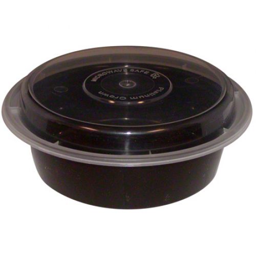 SWH 6" Round Microwaveable Container Black Base Combo Pack 16 oz Pack 150