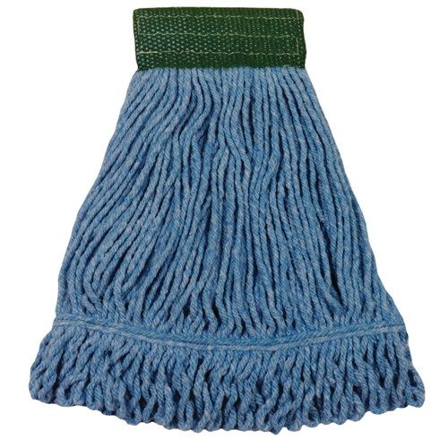 Performance Plus Blue Blended Loopend Mop Med Wide Band Green Mesh Pack 12 / cs