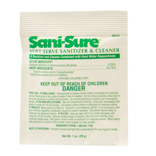 SANI-SURE Soft-Serve Sanitizer and Cleaner Pouch Pack 100/ 1oz
