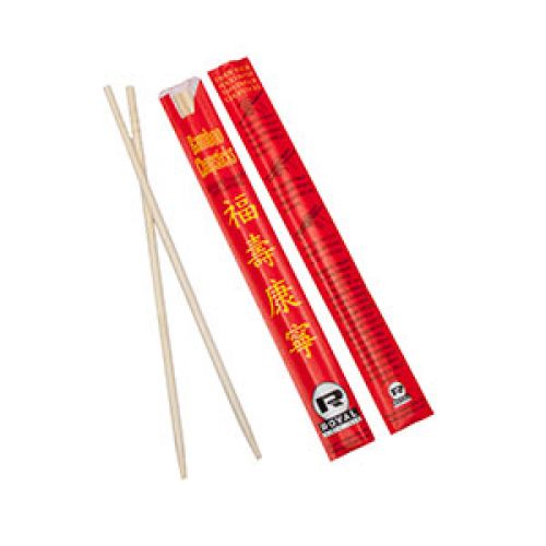 Royal 9 Bamboo Chopsticks Wrapped in Pairs Pack 10/100