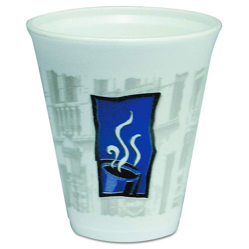 Uptown Foam cup 12 oz White With Blue Stock Print