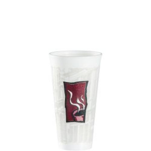 Uptown Foam Cup 20 oz White With Red Stock Print