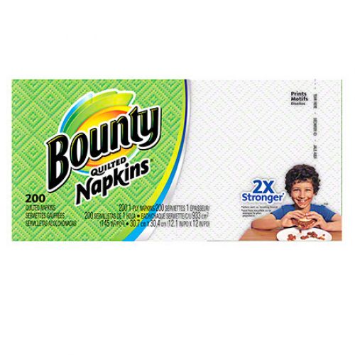 Quilted 1-Ply Disposable Napkins 12''x12'', Pack, White (200 Per Pack, 12 Packs)
