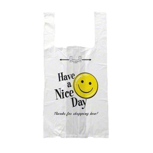 Hilex Poly Happy Face Medium T-Sack 9.5x6x18.5 Pack 4/500