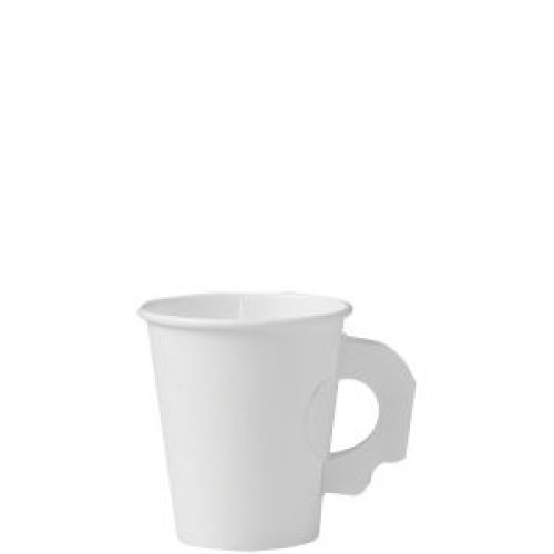 Cup Paper Hot 6 oz With Handle Single Sided Poly White