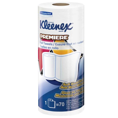 Premiere 1-Ply Kitchen Paper Towel Roll 11''x10.4'', 70 Sheets, White (24 Rolls)