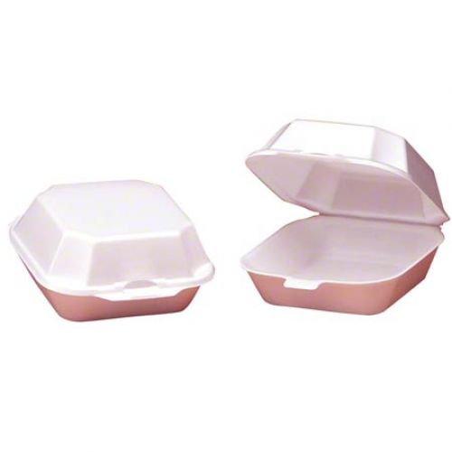 Medium Hinged 1-Compartment Foam Container 5.13''x5.19''x.2.75'', Sesame, 125/Pack