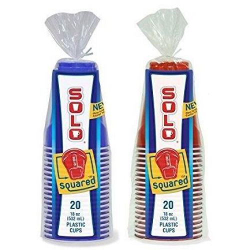 Plastic Cup Squared 18 oz 6 Red / 6 Blue