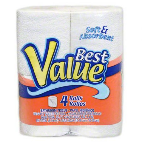 2-Ply Bath Tissue 4-Pack, White, 150 Sheets/Roll
