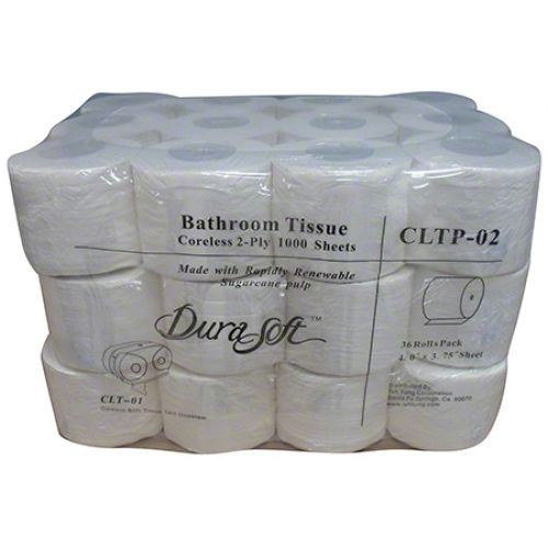 Platinum I 2-Ply Coreless Bath Tissue Roll 3.8''x3.75'', 1000 Sheets, White (36 Rolls)