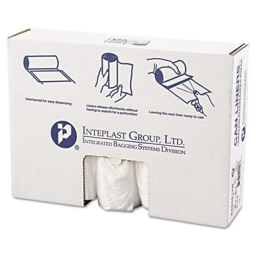 10 Gal. High Density Institutional Can Liner 24''x24'' 8mic, Clear (50 Per Roll, 20 Rolls)