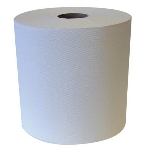 Premium 1-Ply TAD 3-Notch Hardwound Paper Towel Roll 7.88''x600', White (6 Rolls)