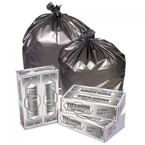 60 Gal. Low Density Titanium Can Liner 39''x57'' 1.7mil, Silver (50 Per Case)