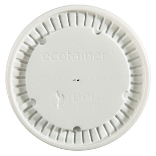 IP White PLA Flat Food Container Lid Ecotainer Fits DFRE-12 Pack 20 / 50 cs