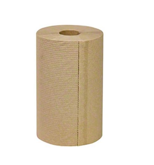 1-Ply Hardwound Paper Towel Roll 8''x600', Natural (12 Rolls)