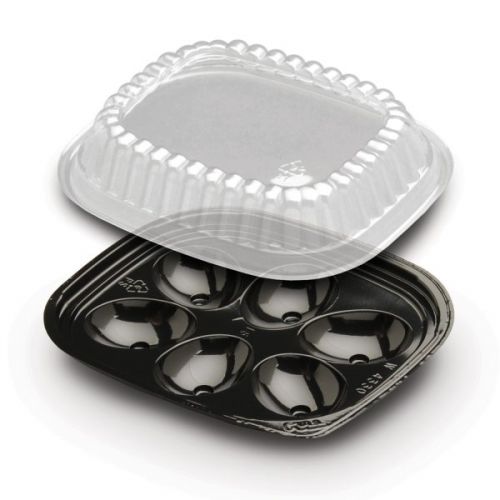D&W Fine Pack 6 Egg Tray With Dome Black Pack 416 / cs