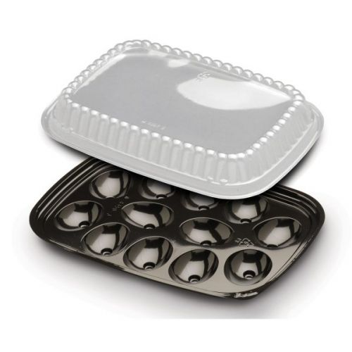D&W Fine Pack 12 Egg Tray With Dome Black Pack 328 / cs