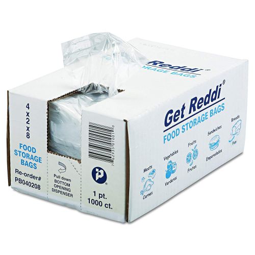 1 Pint Low Density Poly Food Bag 4''x2''x8'' 0.68mil, Clear (1000 Per Case)