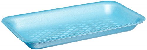 #10P Processor/Heavy Foam Food Tray 10.75''x5.75''x0.63'', Blue, 100/Pack