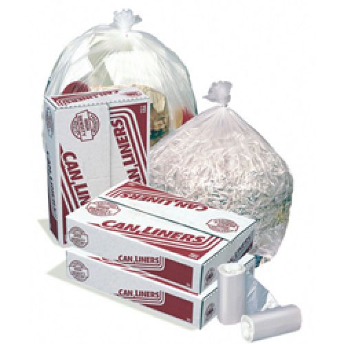 10 Gal. High Density Mini-Roll Can Liner 24''x24'' 8mic, Clear (50 Per Roll, 20 Rolls)