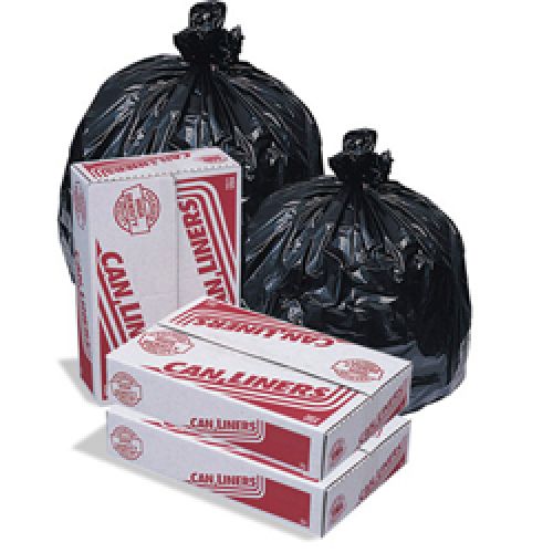 33 Gal. High Density Mini-Roll Can Liner 33''x40'' 22mic, Black (25 Per Roll, 8 Rolls)