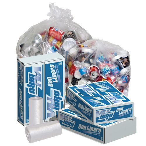 56 Gal. Low Density Vu-Thru Extra Heavy Can Liner 42.5''x48'' 0.95mil, Clear (10 Per Roll, 10 Rolls)