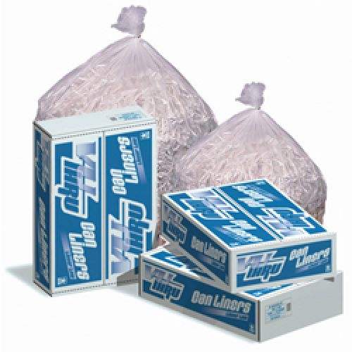 60 Gal. Low Density Vu-Thru Extra Heavy Can Liner 38''x58'' 0.95mil, Clear (10 Per Roll, 10 Rolls)
