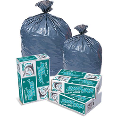 10 Gal. Low Density Shark Skin Regular Can Liner 24''x23'' 0.4mil, Gray (50 Per Roll, 10 Rolls)