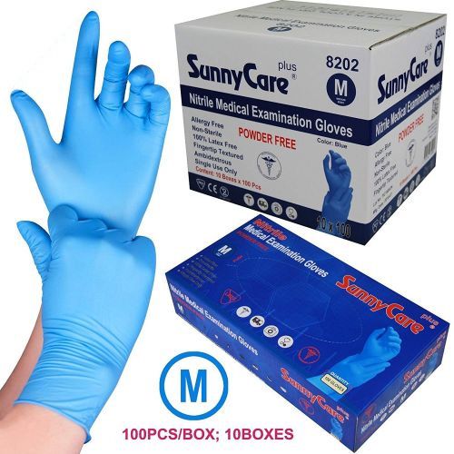 SunnyCare Blue Powder Free Exam Nitrile Medium Pack Box