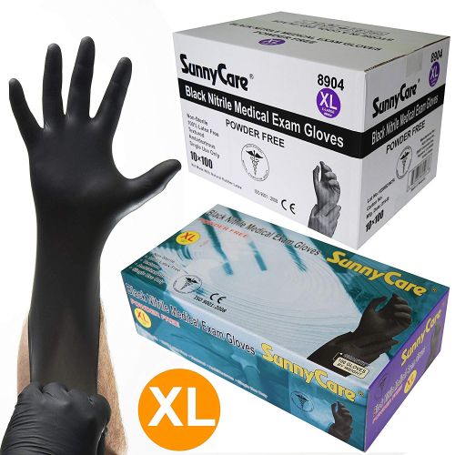SunnyCare Black Powder Free Exam Nitrile X-Large Pack Box